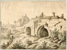 De Gildbrug afgebeeld door Herman Saftleven, 1673