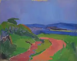 Landschap met rode weg (1948; olieverf)