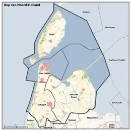 Kaart Kop van Noord-Holland per 1 januari 2019