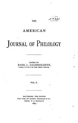 The American Journal of Philology, Volume 5 (1884)
